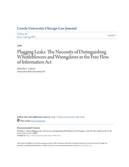 The Necessity of Distinguishing Whistleblowers and Wrongdoers in the Free Flow of Information Act, 40 Loy