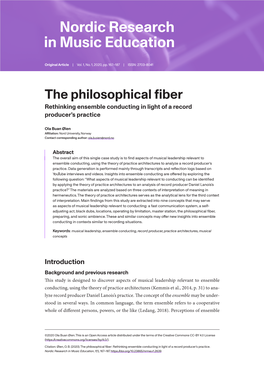 The Philosophical Fiber Rethinking Ensemble Conducting in Light of a Record Producer’S Practice