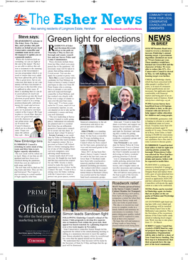 Green Light for Elections NEWS the Esher News
