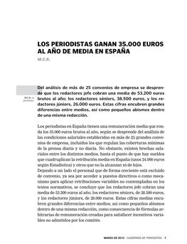 Los Periodistas Ganan 35.000 Euros Al Año De Media En España M.C.R