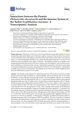 Interactions Between the Parasite Philasterides Dicentrarchi and the Immune System of the Turbot Scophthalmus Maximus.A Transcriptomic Analysis