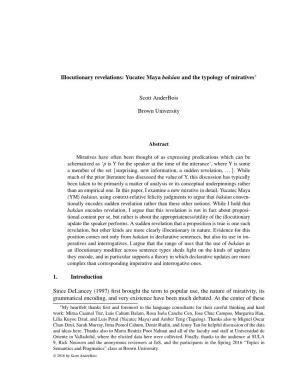 Illocutionary Revelations: Yucatec Maya Bakáan and the Typology Of