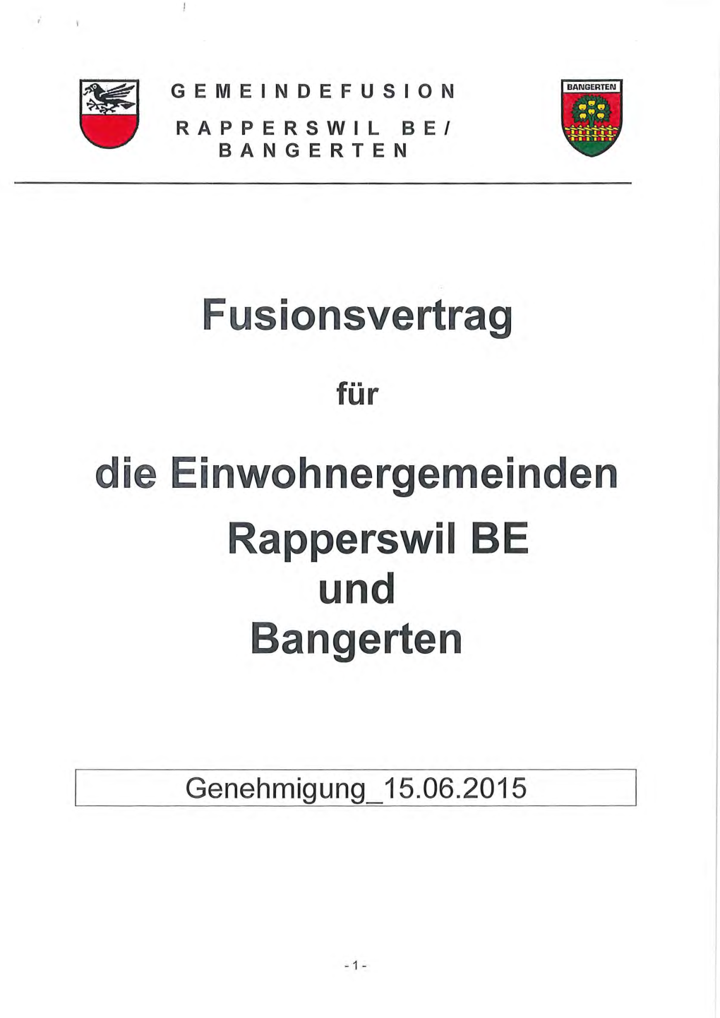 Fusionsvertrag Rapperswil Und Bangerten