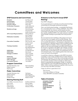 Committees and Welcomes