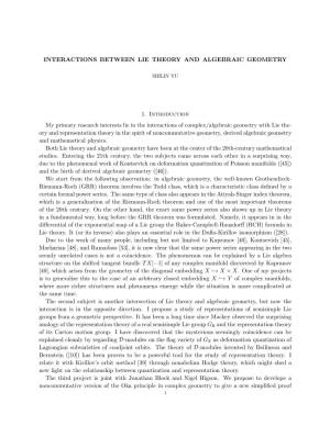 Interaction Between Lie Theory and Algebraic Geometry