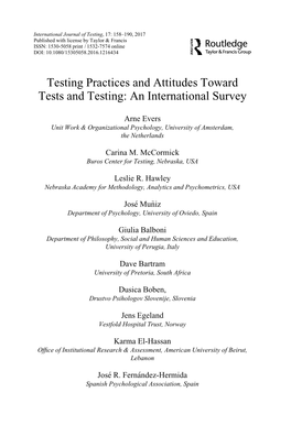 Testing Practices and Attitudes Toward Tests and Testing: an International Survey