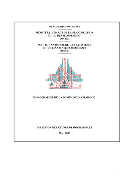 Plan De Redaction De La Monographie Des Communes