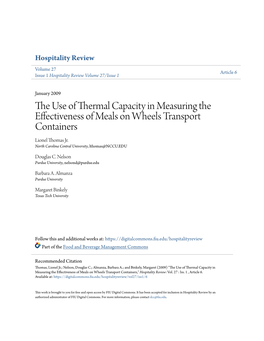 The Use of Thermal Capacity in Measuring the Effectiveness Of