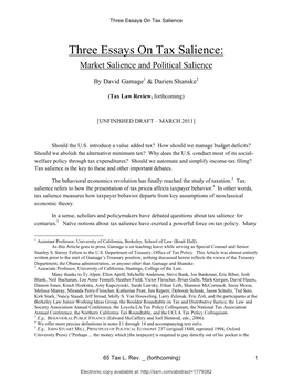 Three Essays on Tax Salience
