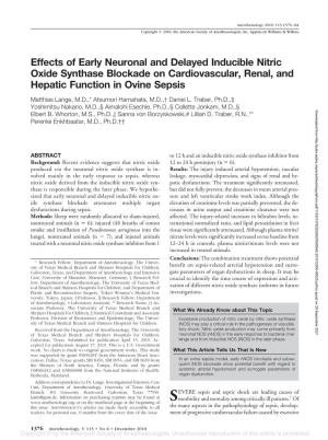 Effects of Early Neuronal and Delayed Inducible Nitric Oxide Synthase Blockade on Cardiovascular, Renal, and Hepatic Function in Ovine Sepsis