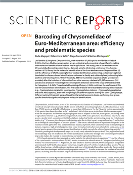 Barcoding of Chrysomelidae of Euro-Mediterranean Area