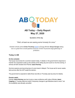 AB Today – Daily Report May 27, 2020