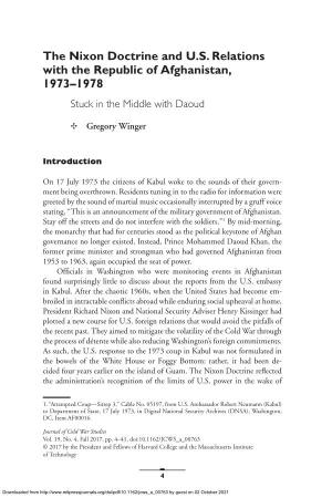 The Nixon Doctrine and U.S. Relations with the Republic of Afghanistan, 1973–1978 Stuck in the Middle with Daoud