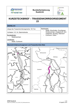 Kurzsteckbrief – Trassenkorridorsegment 23