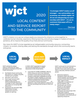 2020 WJCT Local Content & Service Report