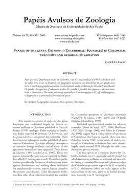 Snakes of the Genus Oxyrhopus (Colubridae: Squamata) in Colombia: Taxonomy and Geographic Variation