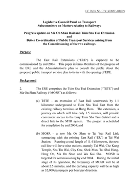 Progress Update on Ma on Shan Rail and Tsim Sha Tsui Extension And