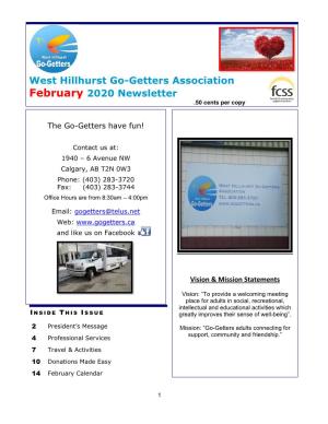 West Hillhurst Go-Getters Association February 2020 Newsletter .50 Cents Per Copy