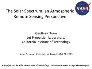 The Solar Spectrum: an Atmospheric Remote Sensing Perspecnve