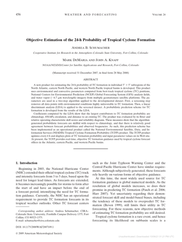 Objective Estimation of the 24-H Probability of Tropical Cyclone Formation