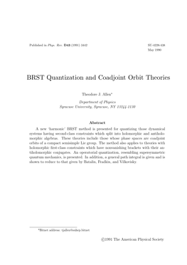 BRST Quantization and Coadjoint Orbit Theories