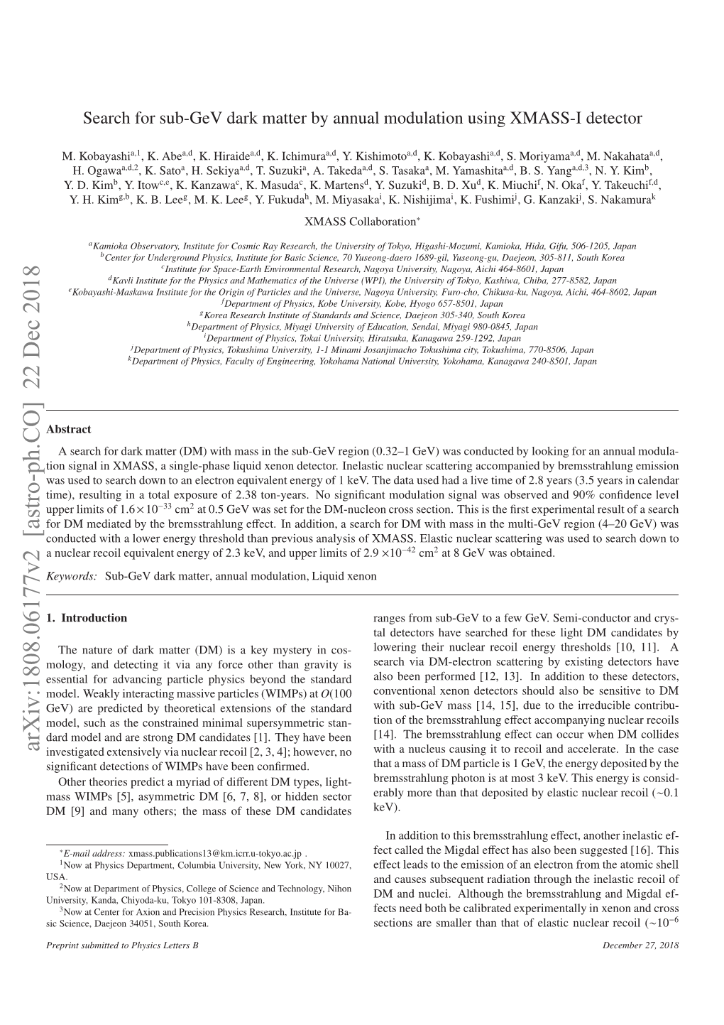 Arxiv:1808.06177V2 [Astro-Ph.CO] 22 Dec 2018 I Cec,Deen301 Ot Korea