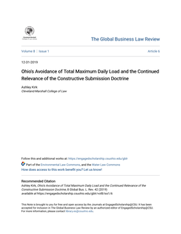 Ohio's Avoidance of Total Maximum Daily Load and the Continued Relevance of the Constructive Submission Doctrine