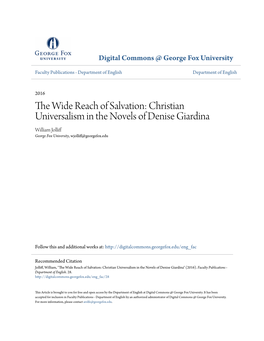 Christian Universalism in the Novels of Denise Giardina William Jolliff George Fox University, Wjolliff@Georgefox.Edu