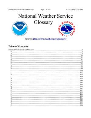 National Weather Service Glossary Page 1 of 254 03/15/08 05:23:27 PM National Weather Service Glossary