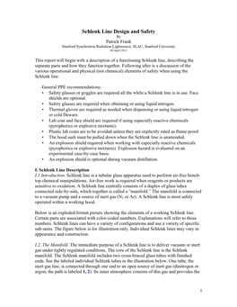 Schlenk Line Design and Safety by Patrick Frank Stanford Synchrotron Radiation Lightsource, SLAC, Stanford University 04 April 2011