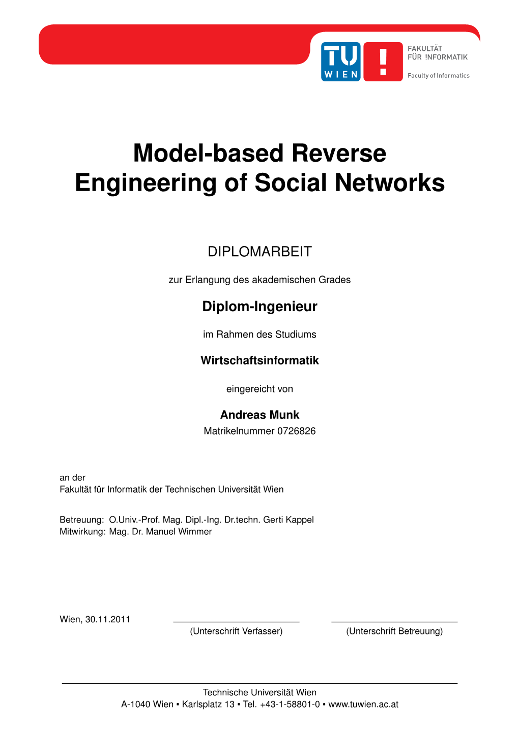 Model-Based Reverse Engineering of Social Networks