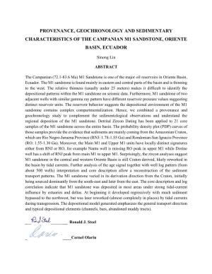 Provenance, Geochronology and Sedimentary Characteristics of the Campanian M1 Sandstone, Oriente Basin, Ecuador