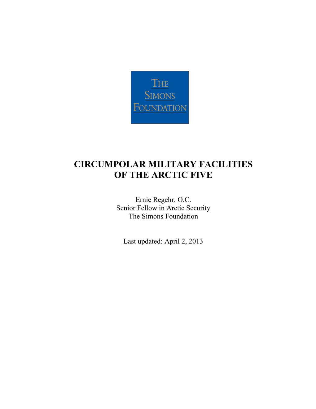 Circumpolar Military Facilities of the Arctic Five