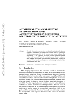 A Statistical Dynamical Study of Meteorite Impactors: a Case Study