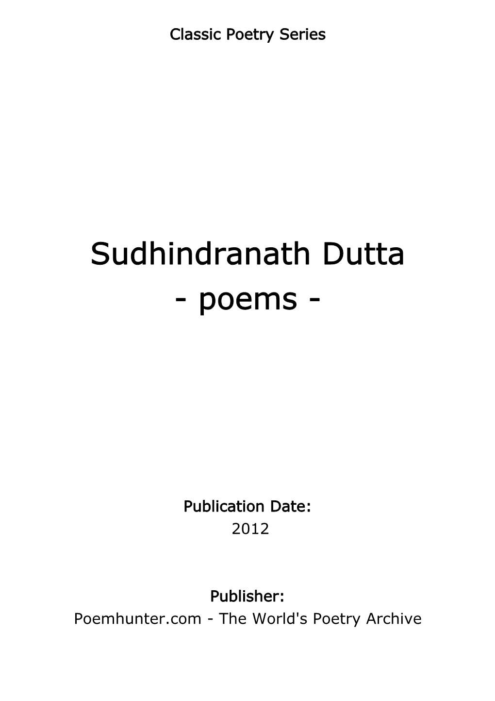 Sudhindranath Dutta - Poems