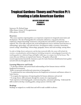 Tropical Gardens-Theory and Practice Pt 1: Creating a Latin American Garden