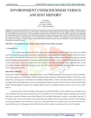 Environment Consciousness Versus Ancient History