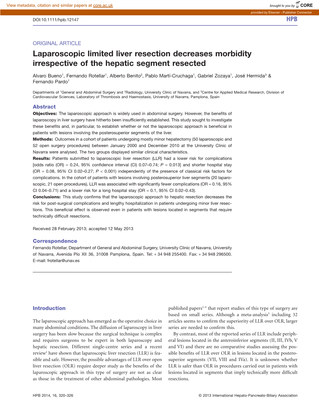 Laparoscopic Limited Liver Resection Decreases Morbidity Irrespective of the Hepatic Segment Resected