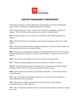 Capital Punishment Chronology
