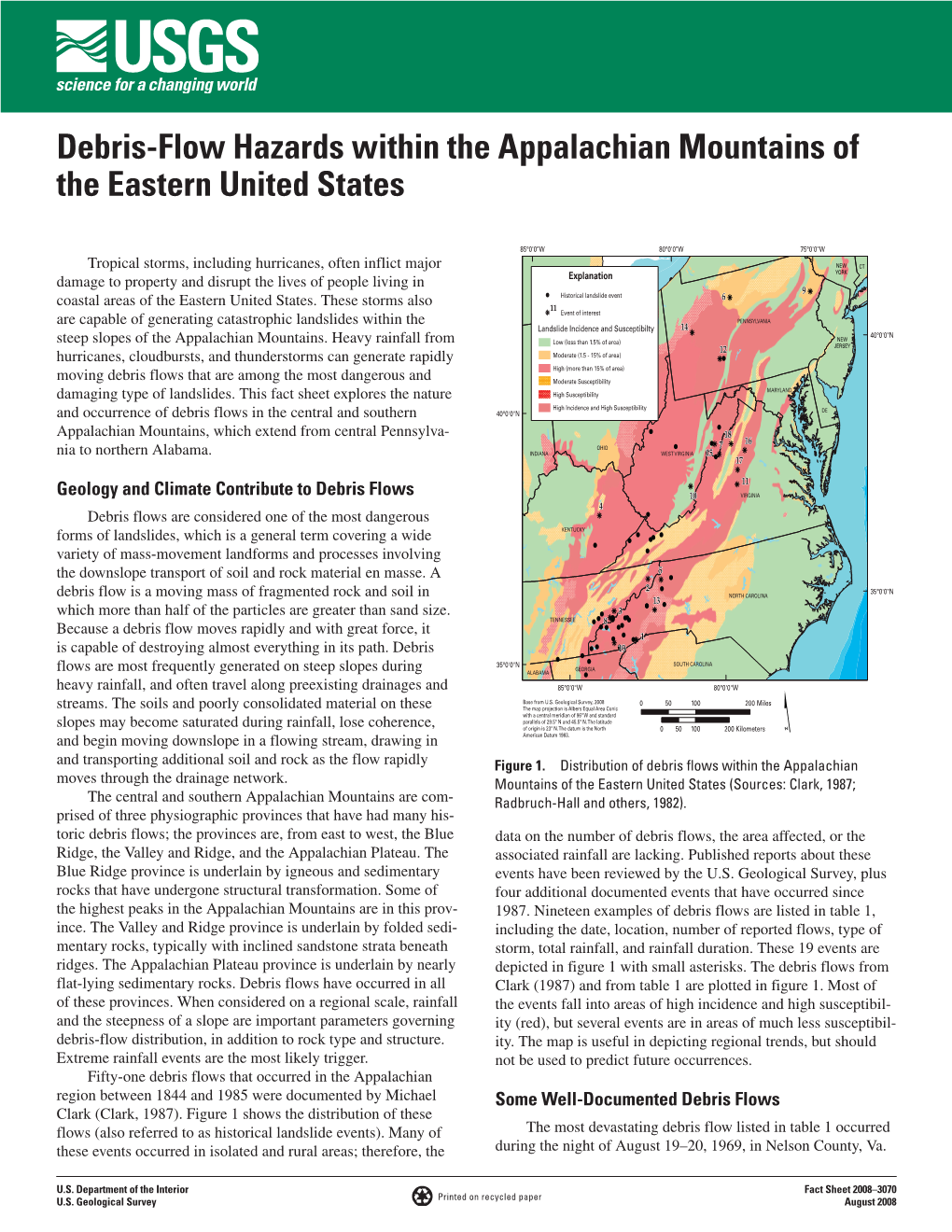 Debris-Flow Hazards Within the Appalachian Mountains of the Eastern United States