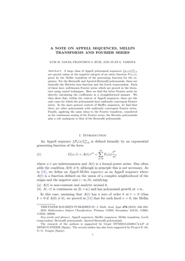 A Note on Appell Sequences, Mellin Transforms and Fourier Series
