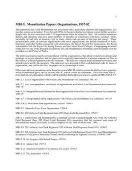 MB1/L Mountbatten Papers: Organisations, 1937-82