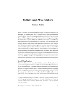 Shifts in Israel-Africa Relations