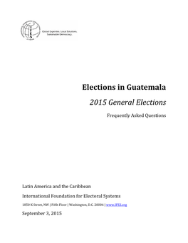 Elections in Guatemala 2015 General Elections