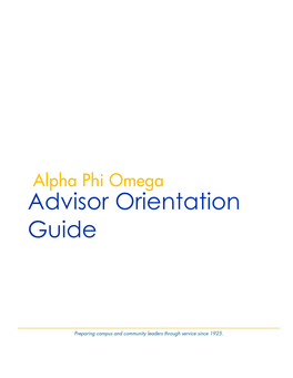 Alpha Phi Omega Advisor Orientation Guide