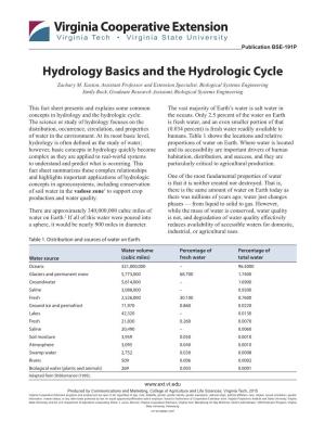 Hydrology Basics and the Hydrologic Cycle Zachary M