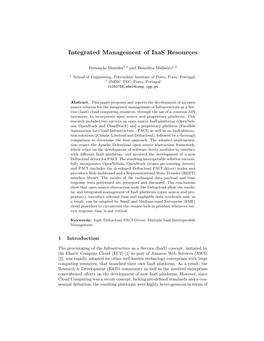 Integrated Management of Iaas Resources