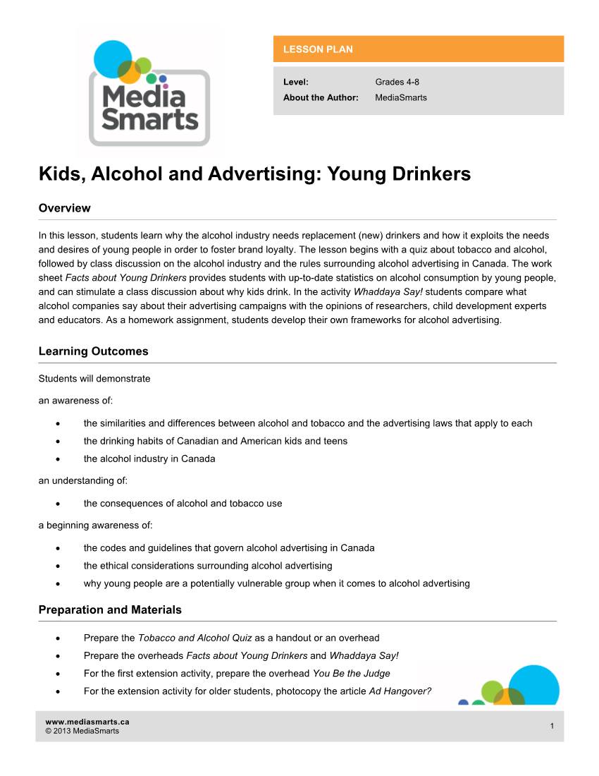 Kids, Alcohol and Advertising: Young Drinkers