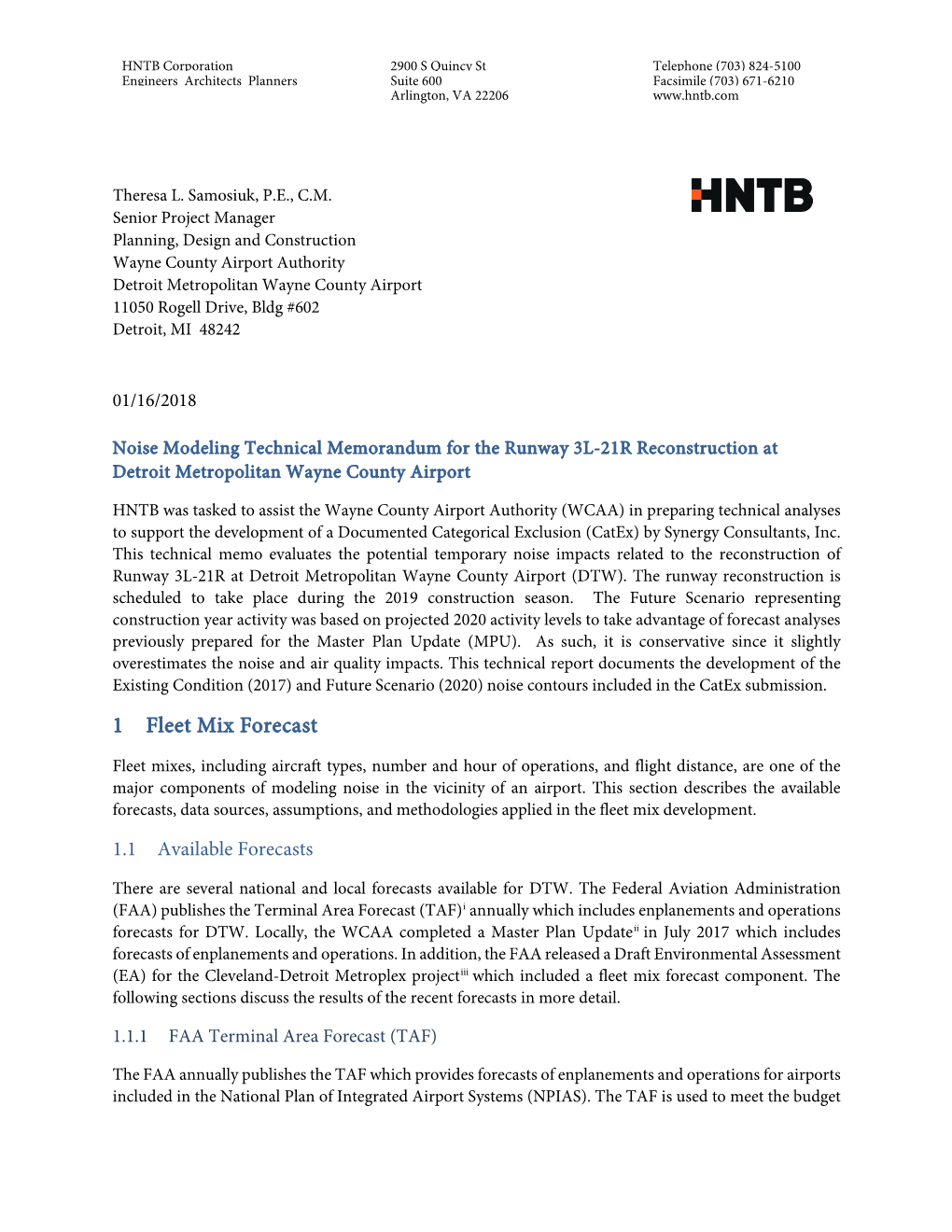 HNTB Corporation 2900 S Quincy St Telephone (703) 824-5100 Engineers Architects Planners Suite 600 Facsimile (703) 671-6210 Arlington, VA 22206