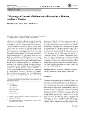 Palynology of Jurassic (Bathonian) Sediments from Donbas, Northeast Ukraine